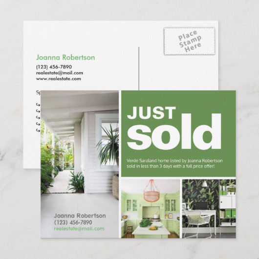 Bright green Net verkocht onroerend goed advertent Briefkaart (Voorkant / Achterkant)
