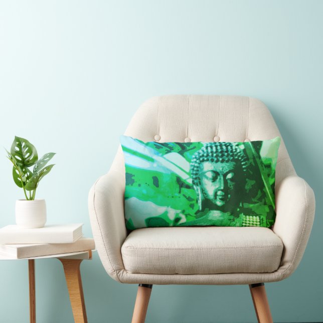 Bright Green Ombre Buddha Meditation Zen Kussen (Stoel)