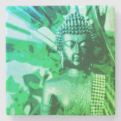 Bright Green Ombre Buddha Meditation Zen Stenen Onderzetter (Voorkant)
