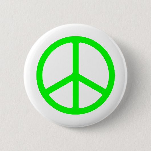Bright Green Peace Sign Ronde Button 5,7 Cm (Voorkant)