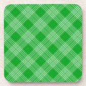 Bright Green Plaid Checked Pattern Bier Onderzetter (Voorkant)