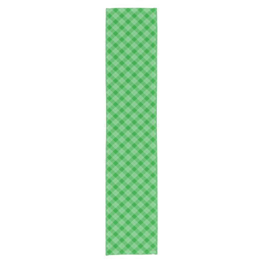 Bright Green Plaid Checked Pattern Korte Tafelloper (Voorkant)