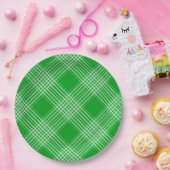 Bright Green Plaid Checked Pattern Papieren Bordje (Feest)