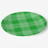 Bright Green Plaid Checked Pattern Papieren Bordje (Gekanteld)
