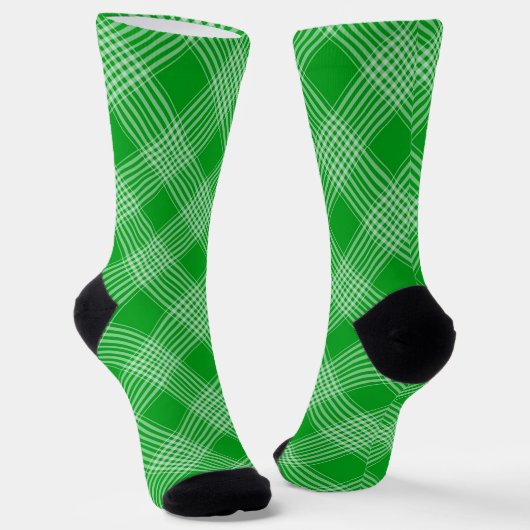 Bright Green Plaid Checked Pattern Sokken (Gebogen)