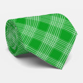 Bright Green Plaid Checked Pattern Stropdas (Opgerold)