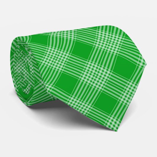 Bright Green Plaid Checked Pattern Stropdas (Opgerold)
