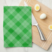 Bright Green Plaid Checked Pattern Theedoek (Quarter Fold)