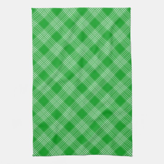 Bright Green Plaid Checked Pattern Theedoek (Verticaal)
