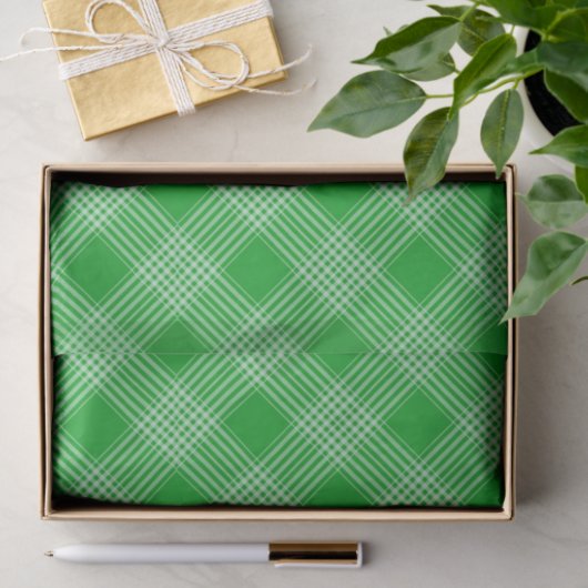 Bright Green Plaid Checked Pattern Tissuepapier (Geschenk)