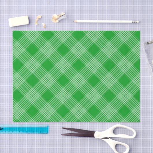 Bright Green Plaid Checked Pattern Tissuepapier (Craft)