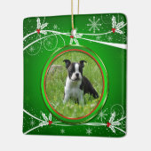 Bright Green Red en White Holly Pet Foto Keramisch Ornament (Links)