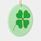Bright Green Shamrock Gold Stippen Trim, siervoorw Keramisch Ornament (Rechts)