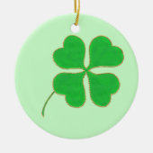 Bright Green Shamrock Gold Stippen Trim, siervoorw Keramisch Ornament (Voorkant)