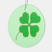 Bright Green Shamrock Gold Stippen Trim, siervoorw Keramisch Ornament (Links)