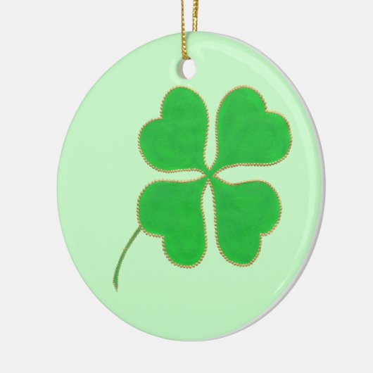 Bright Green Shamrock Gold Stippen Trim, siervoorw Keramisch Ornament (Links)
