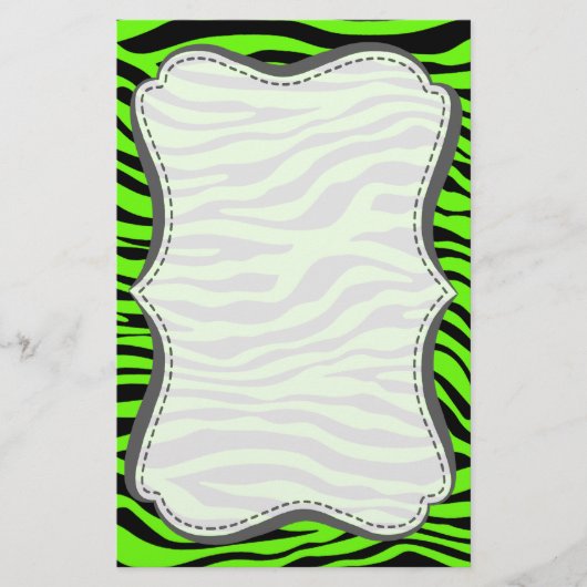 Bright Green Zebra Animal Print Briefpapier (Voorkant)