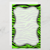 Bright Green Zebra Animal Print Briefpapier (Voorkant / Achterkant)