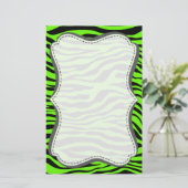 Bright Green Zebra Animal Print Briefpapier (Staand voorkant)