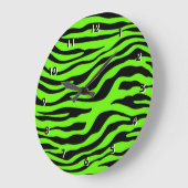 Bright Green Zebra Animal Print Grote Klok (Hoek)