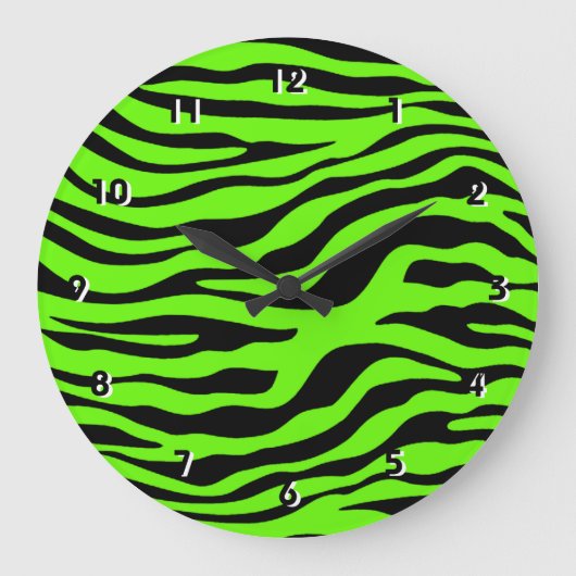 Bright Green Zebra Animal Print Grote Klok (Voorkant)