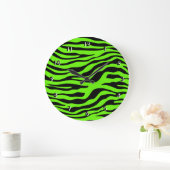 Bright Green Zebra Animal Print Grote Klok (Huis)