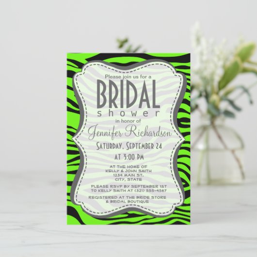 Bright Green Zebra Animal Print Kaart (Staand voorkant)