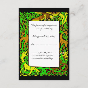Bright Greens Celtic Animals Design Wedding RSVP