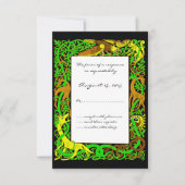 Bright Greens Celtic Animals Design Wedding RSVP (Voorkant)
