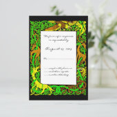 Bright Greens Celtic Animals Design Wedding RSVP Kaartje (Staand voorkant)