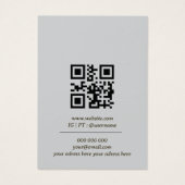 Bright grey golden QR code earring display card Visitekaartje (Achterkant)