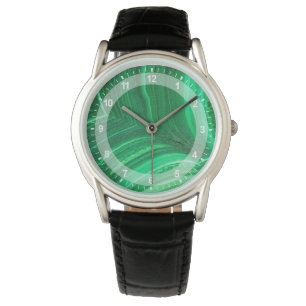 Bright-groen malachietmineraal horloge