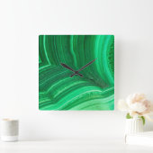 Bright-groen malachietmineraal vierkante klok (Huis)