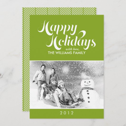 Bright groene hedendaagse Script-feestdag Feestdagenkaart (Voorkant / Achterkant)