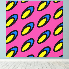 Bright Groovy Leuk Roze Geel Blauw Zwart Tegelkuns Canvas Afdruk