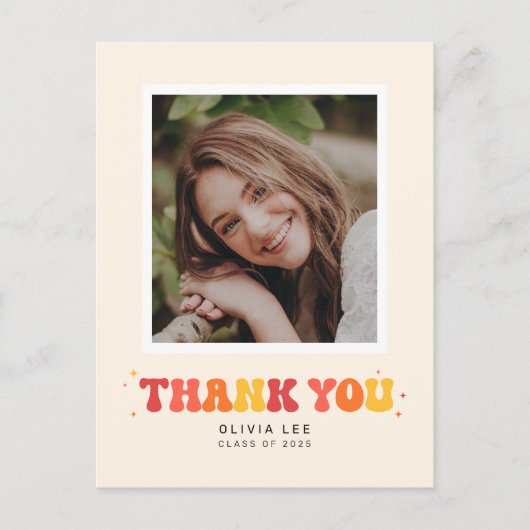 Bright Groovy Retro Afstuderen Dank u Briefkaart (Voorkant)