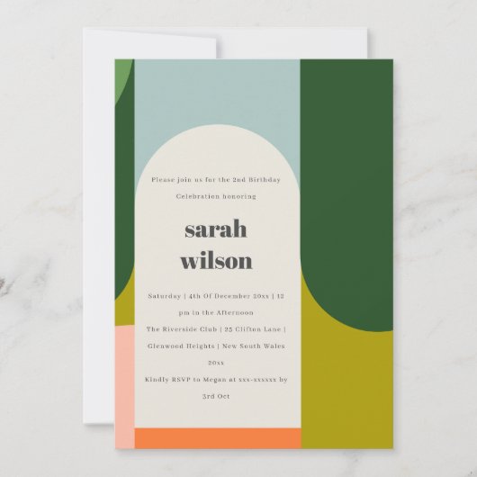 Bright Groovy Retro Arch Abstract elke dag Kaart (Voorkant)