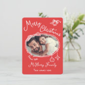 Bright Hand Drawn Doodle Foto Kerst Kaart (Staand voorkant)