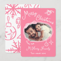 Bright Hand Drawn Doodle Foto Kerst Kaart