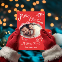 Bright Hand Drawn Doodle Foto Kerst Kaart