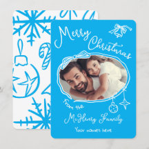 Bright Hand Drawn Doodle Foto Kerst Kaart