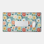 Bright Hand Drawn Wildflower Meadow Bureaumat (Keyboard & Muis)