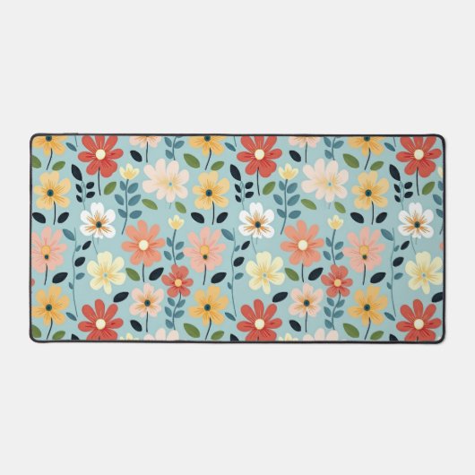 Bright Hand Drawn Wildflower Meadow Bureaumat (Voorkant)