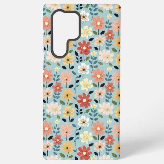 Bright Hand Drawn Wildflower Meadow Samsung Galaxy Hoesje (Achterkant)