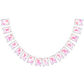 Bright Happy Birthday Bubble Gum roze perzik bloem Vlaggetjes (Alle)