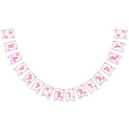 Bright Happy Birthday Bubble Gum roze perzik bloem Vlaggetjes