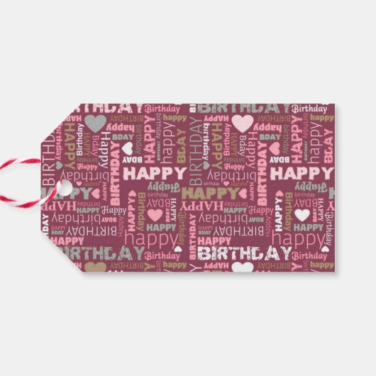 Bright Happy Birthday Pattern Background  Cadeaulabel (Achterkant Horizontaal)