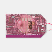 Bright Happy Birthday Pattern Background  Cadeaulabel (Voorkant (Horizontaal))