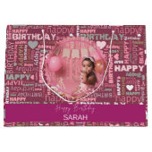Bright Happy Birthday Pattern Background Gift Bag Groot Cadeauzakje (Voorkant)