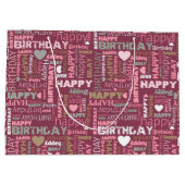 Bright Happy Birthday Pattern Background Gift Bag Groot Cadeauzakje (Achterkant)